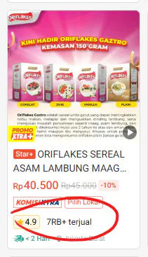 Bukti pesanan Oriflakes dari marketplace